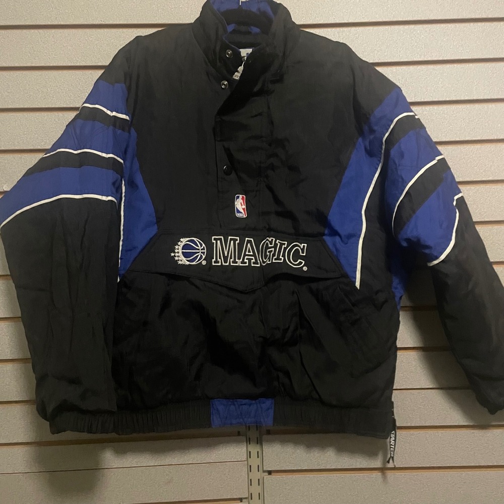 Vintage Orlando Magic Starter Jacket NBA Anorak Pullover Black Blue White Size L
